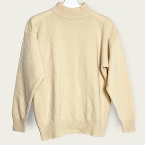 Vintage Cream Wool Mock Neck Sweater
